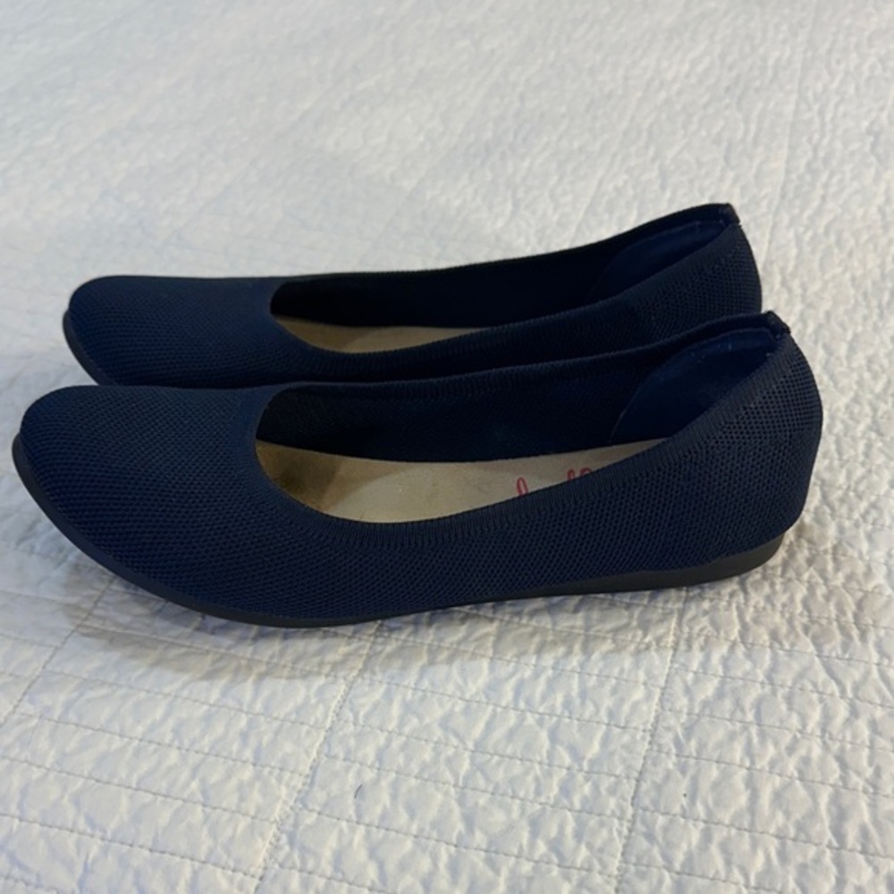 JellyPop 8.5 Navy Knit Ballet Flat - Women's Slip-On Comfort Shoe